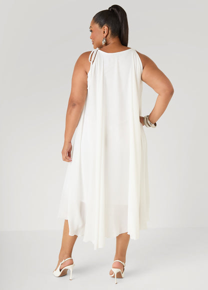 Ashley Stewart Rosette Midi Dress White