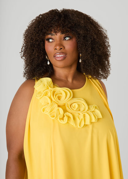 Ashley Stewart Rosette Midi Dress White