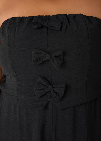 Ashley Stewart Tall Strapless Bow Embellished Jumpsuit Black