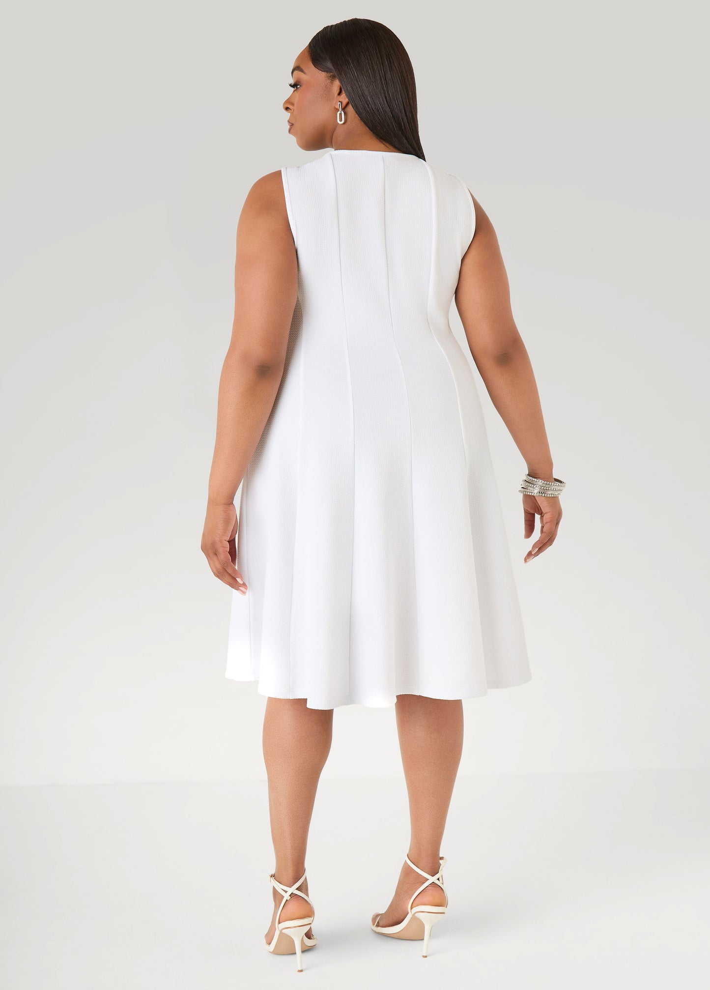 Ashley Stewart Textured A Line Dress White