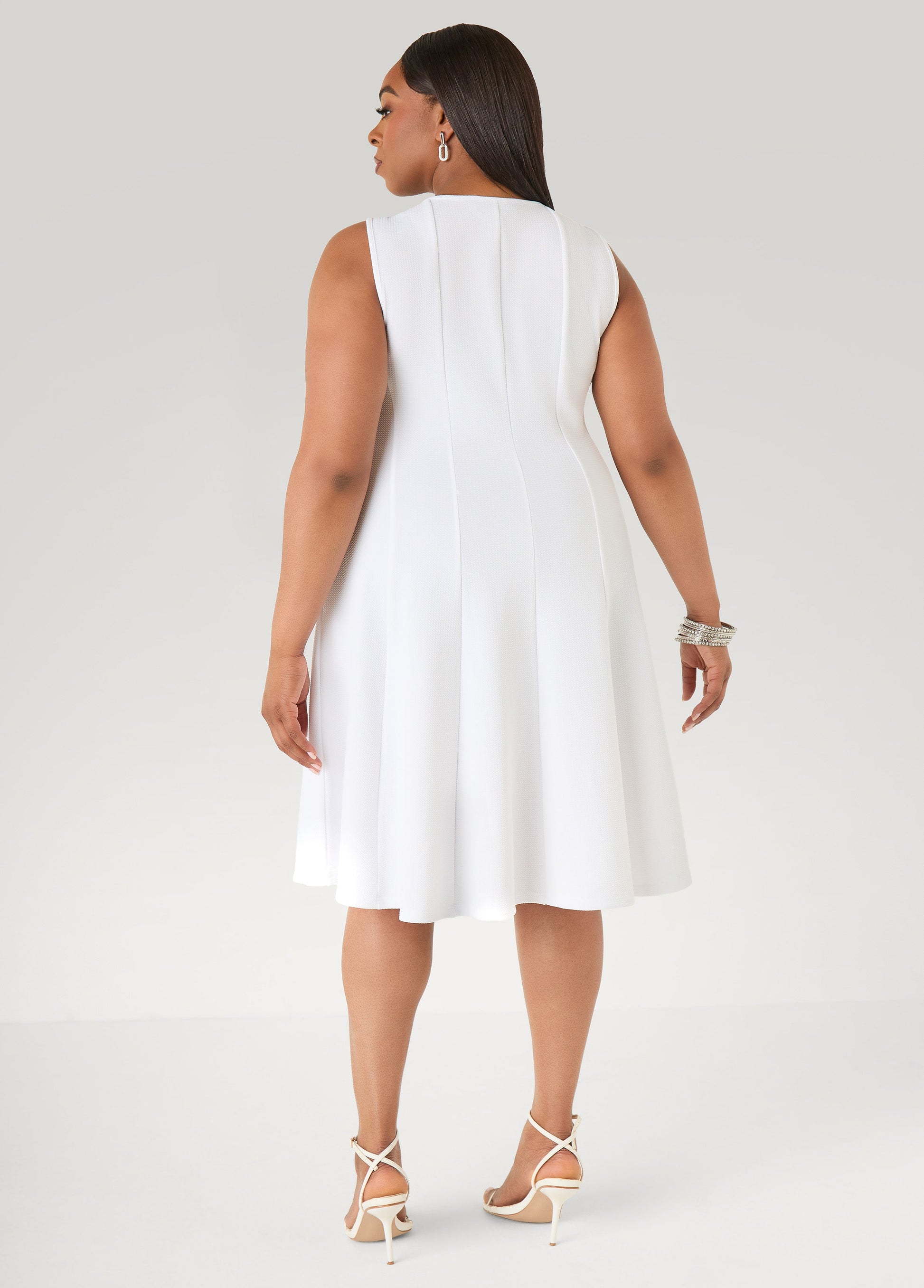 Ashley Stewart Textured A Line Dress White