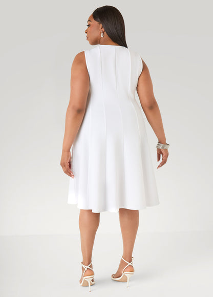 Ashley Stewart Textured A Line Dress White