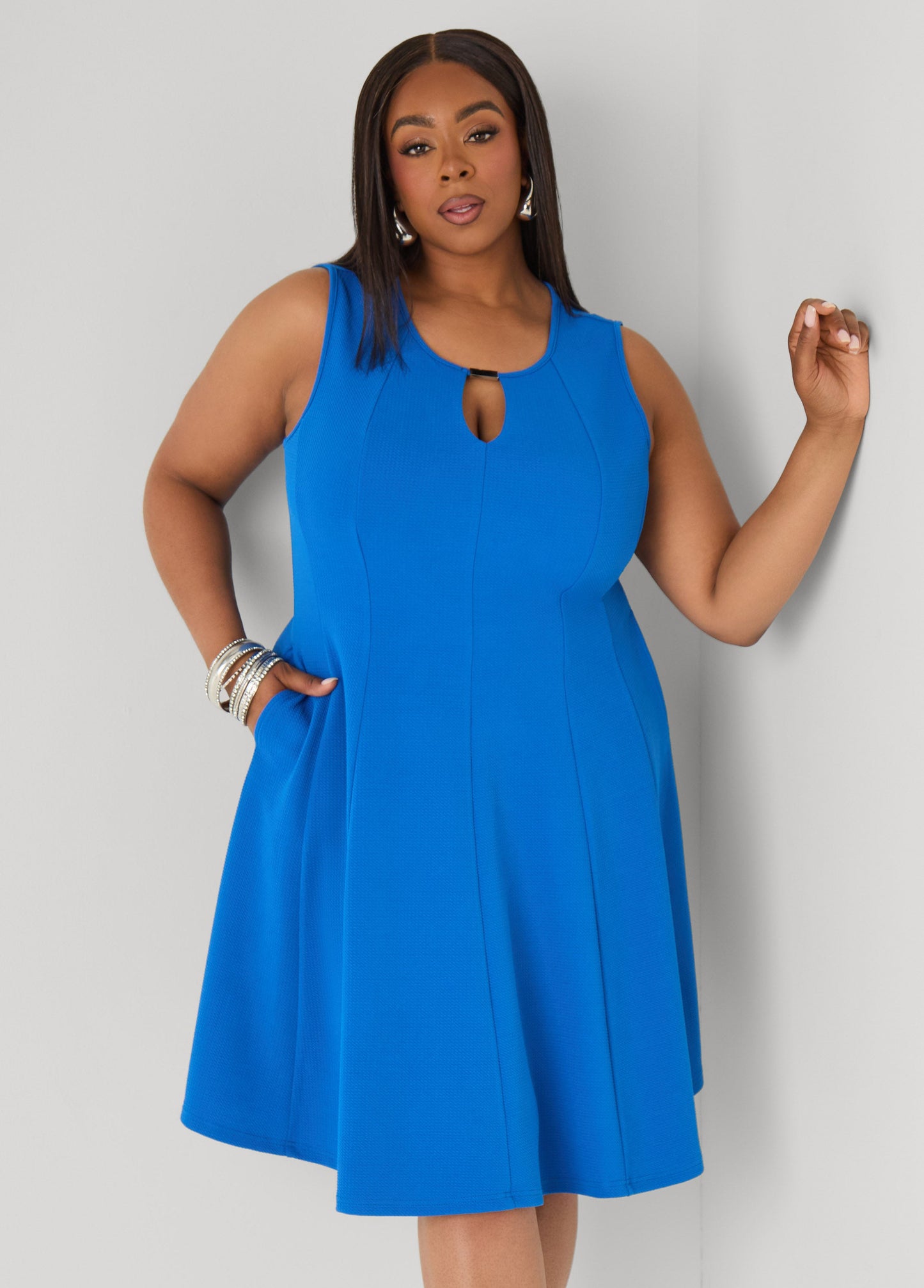 Ashley Stewart Embellished A Line Dress Victoria Blue
