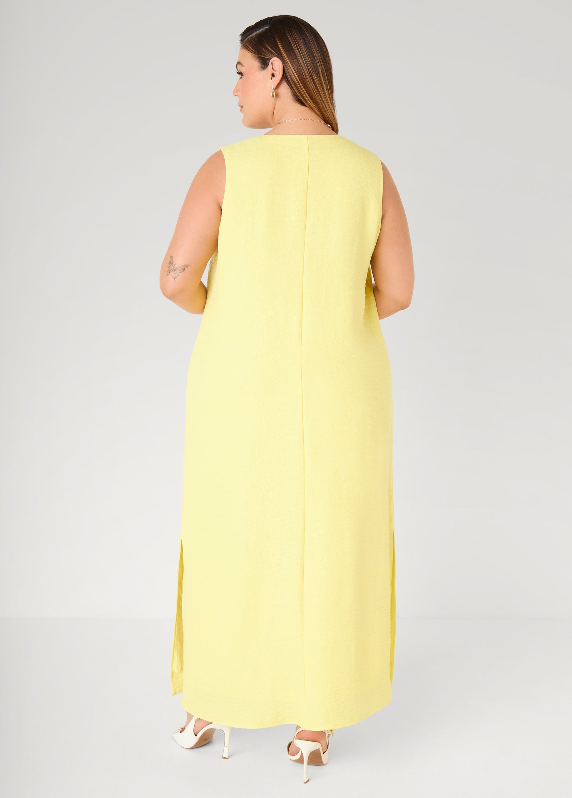 Ashley Stewart Pompom Maxi Dress Canary Yellow