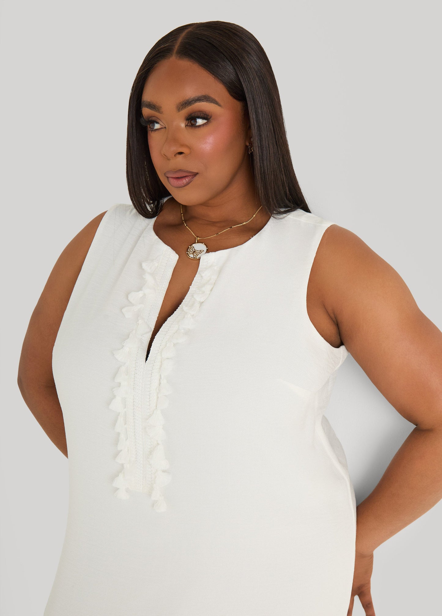 Ashley Stewart Pompom Maxi Dress Canary Yellow
