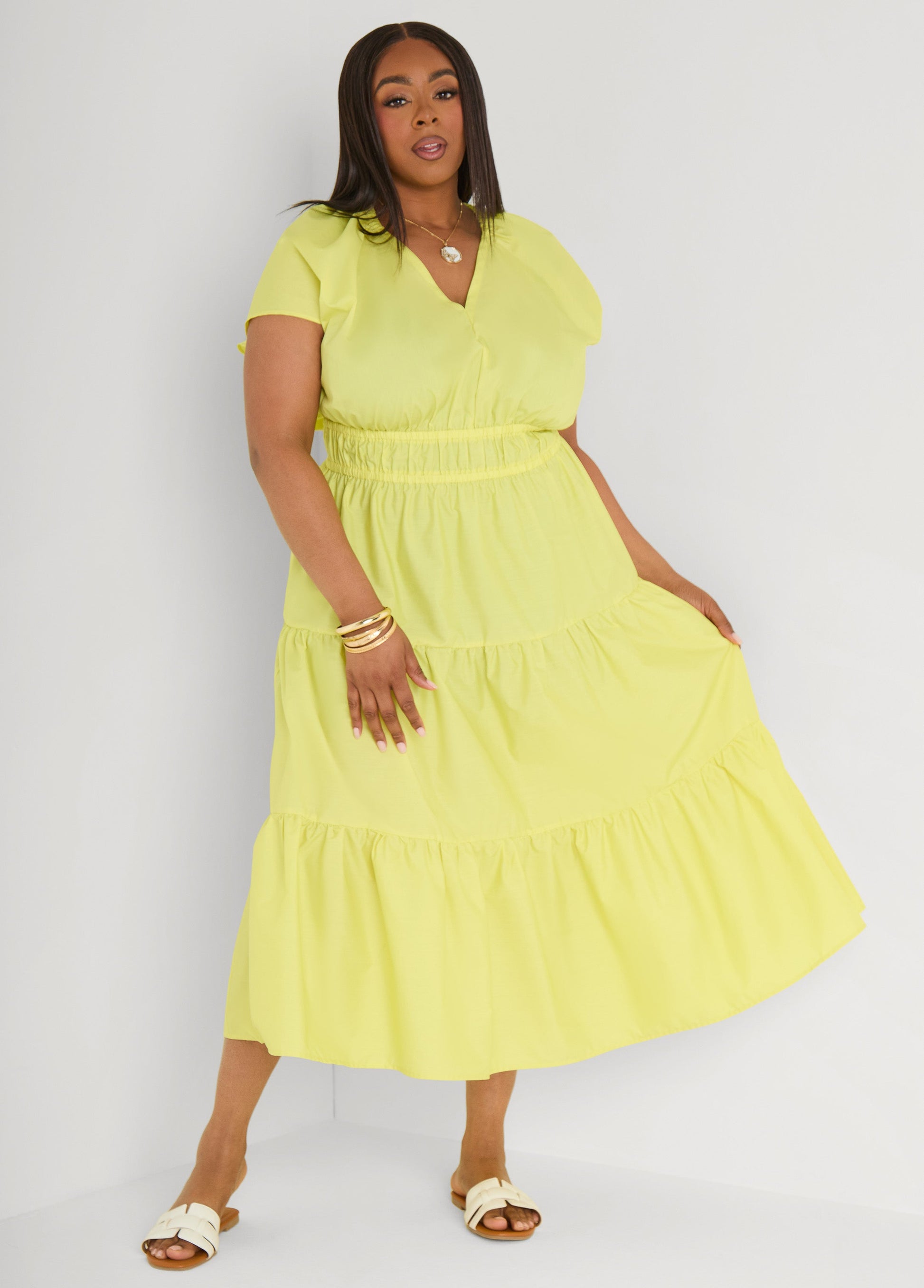 Ashley Stewart Tie Back A Line Maxi Dress Calypso Coral