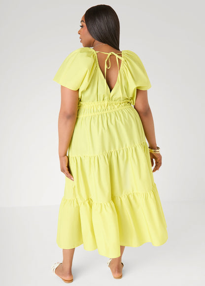 Ashley Stewart Tie Back A Line Maxi Dress Calypso Coral
