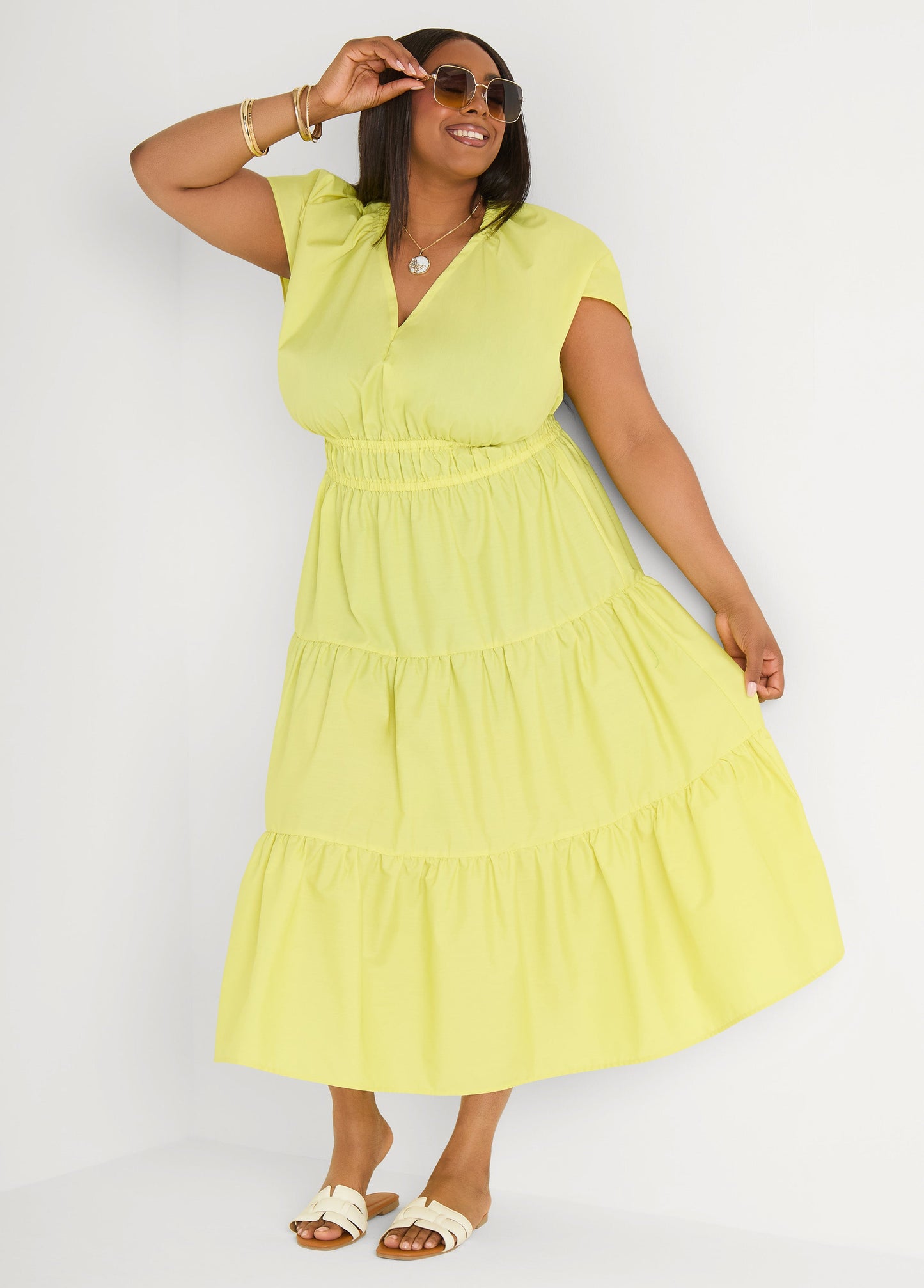 Ashley Stewart Tie Back A Line Maxi Dress Calypso Coral