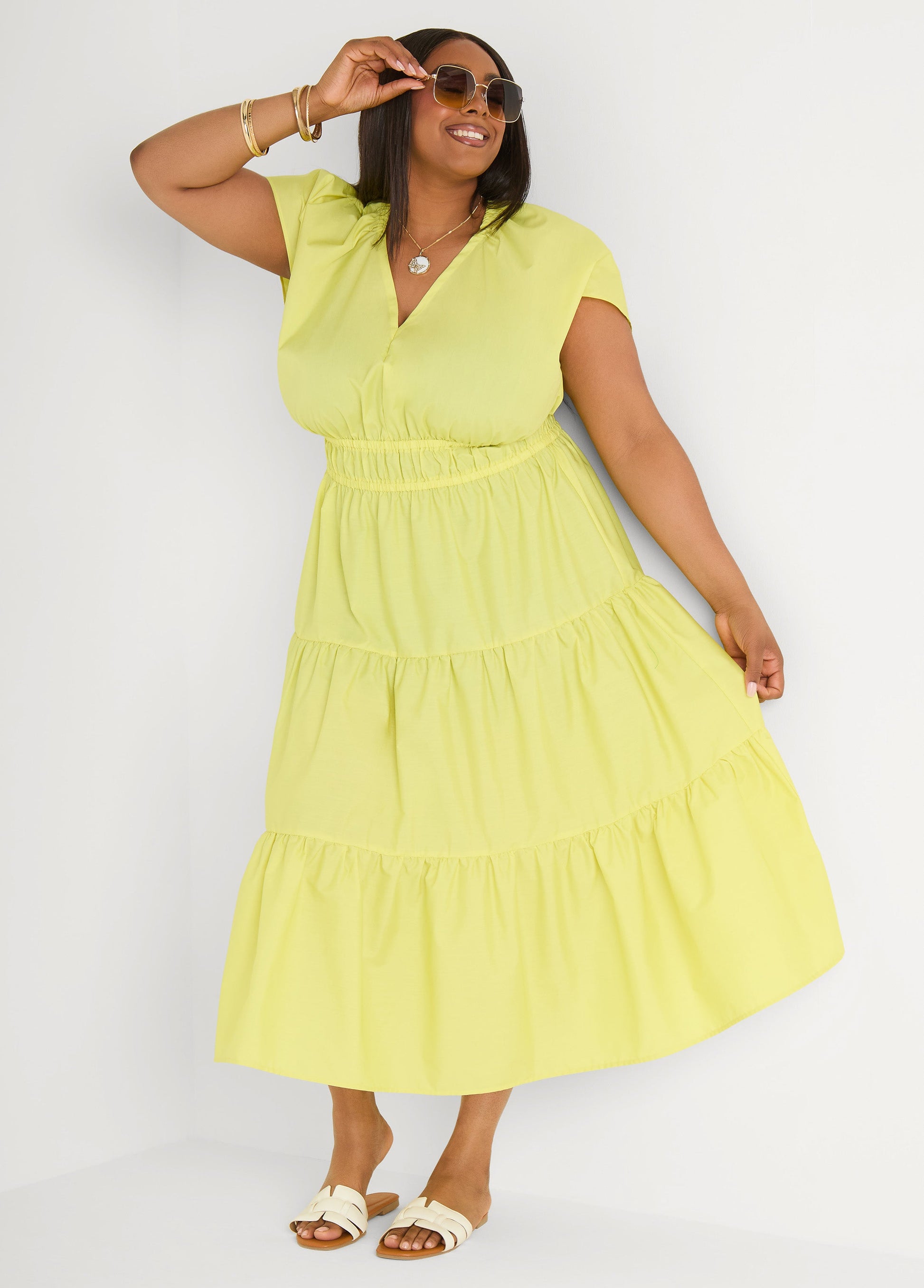 Ashley Stewart Tie Back A Line Maxi Dress Calypso Coral