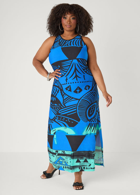Ashley Stewart Abstract Maxi Dress Sodalite