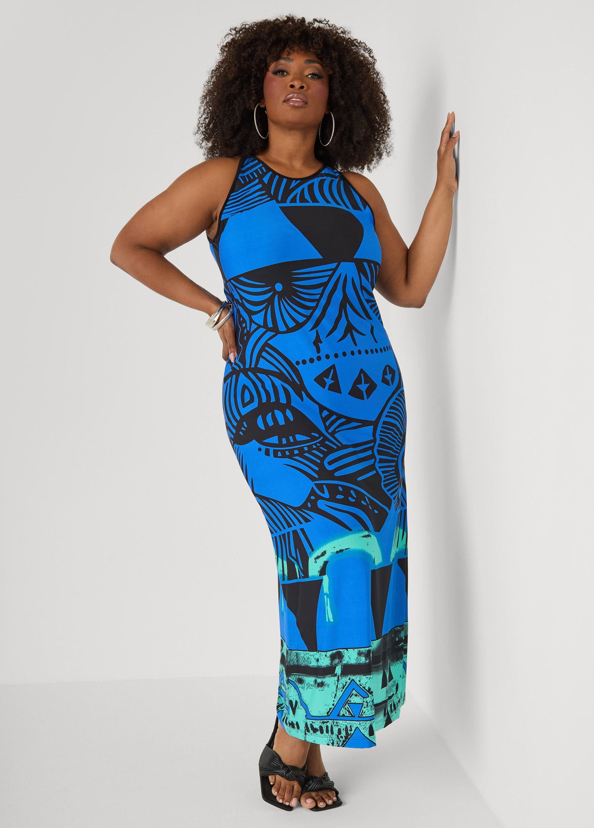 Ashley Stewart Abstract Maxi Dress Sodalite