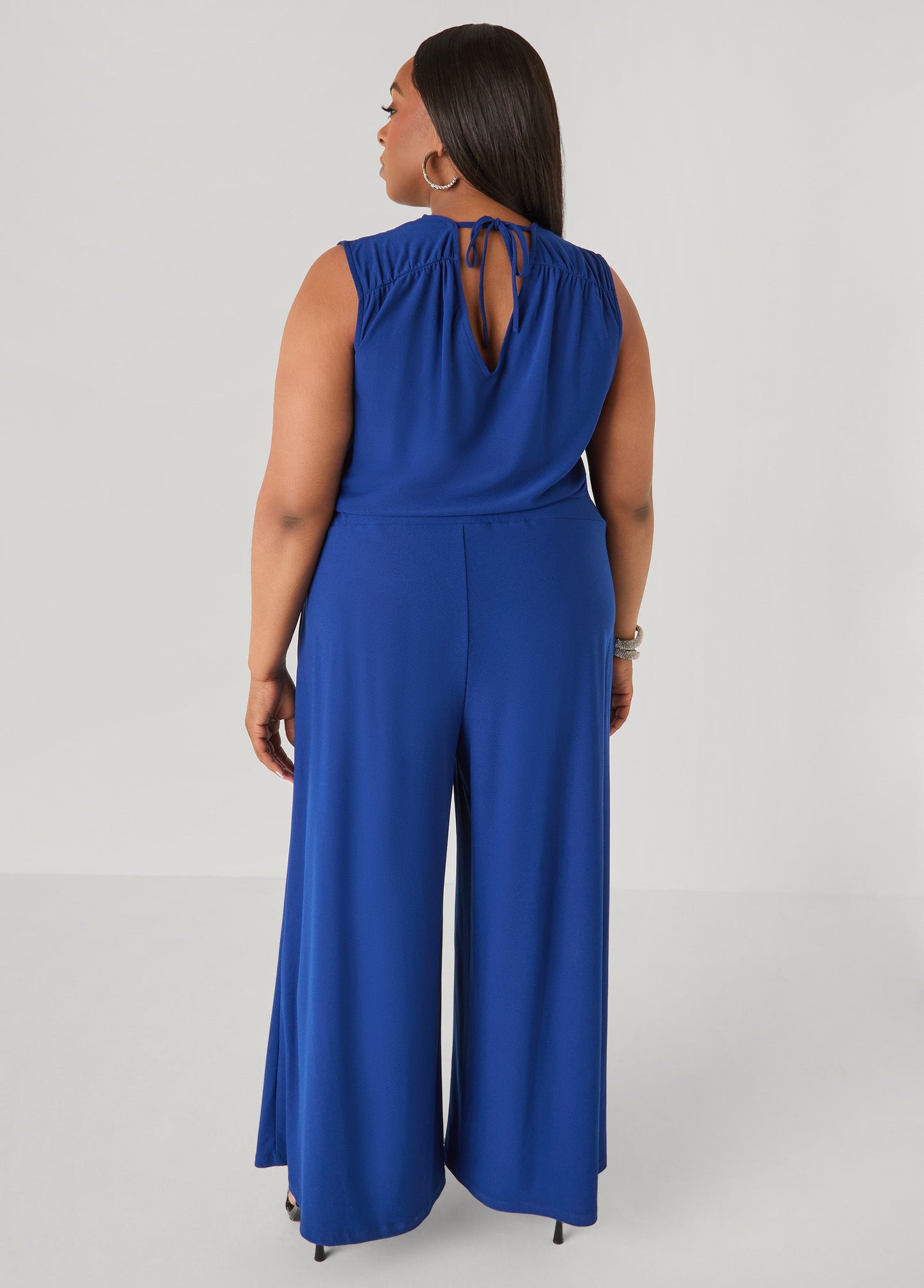 Ashley Stewart Tall Tie Back Wide Leg Jumpsuit Poinsettia