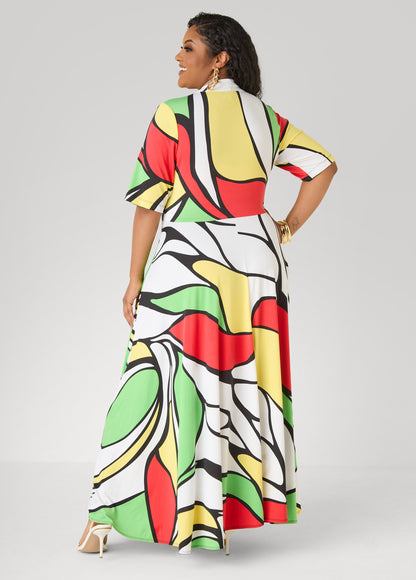 Ashley Stewart Printed Faux Wrap Maxi Dress Multi