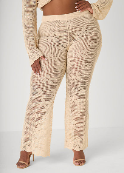 Ashley Stewart Crochet Wide Leg Pants Orangeade