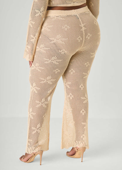 Ashley Stewart Crochet Wide Leg Pants Orangeade