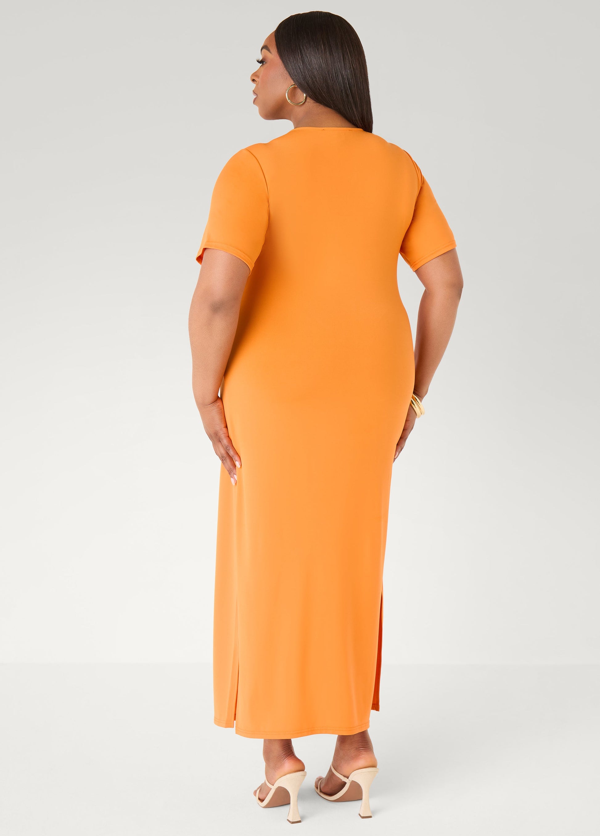 Ashley Stewart Stretch Knit Maxi T Shirt Dress Caribbean Sea
