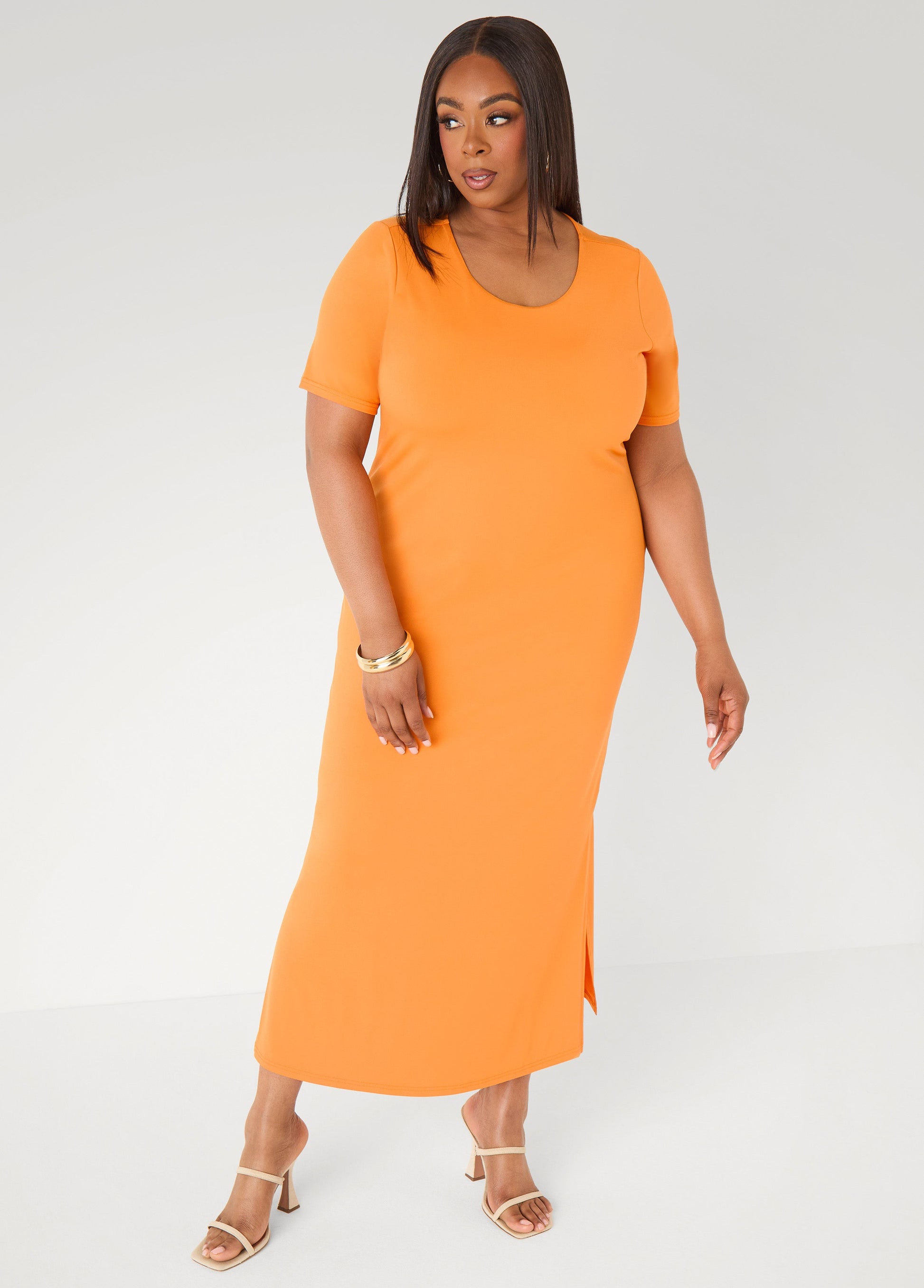 Ashley Stewart Stretch Knit Maxi T Shirt Dress Caribbean Sea