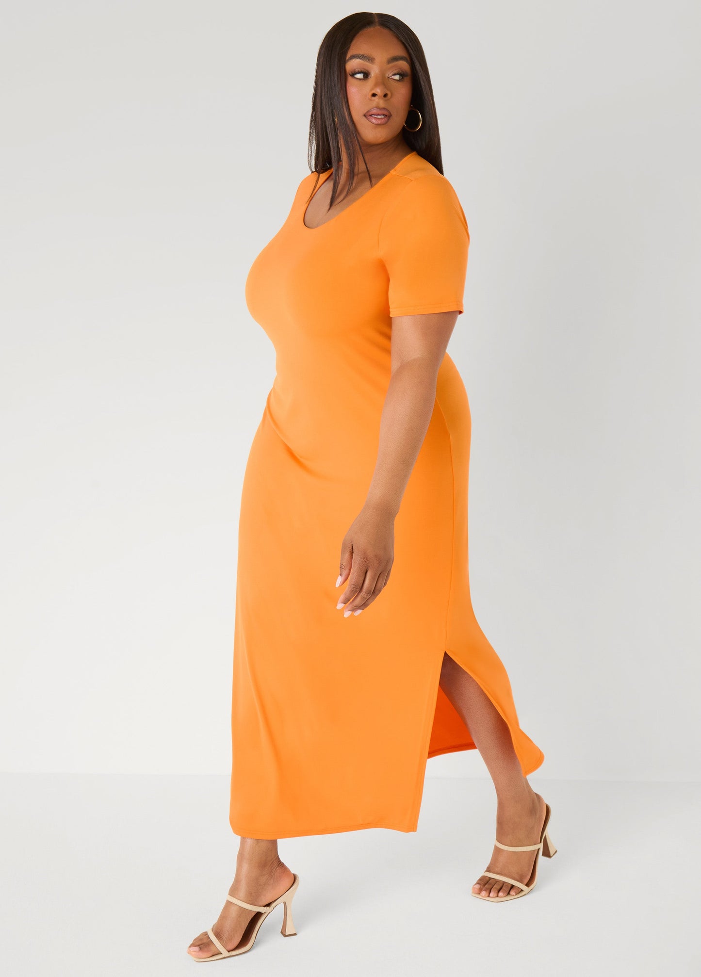 Ashley Stewart Stretch Knit Maxi T Shirt Dress Caribbean Sea