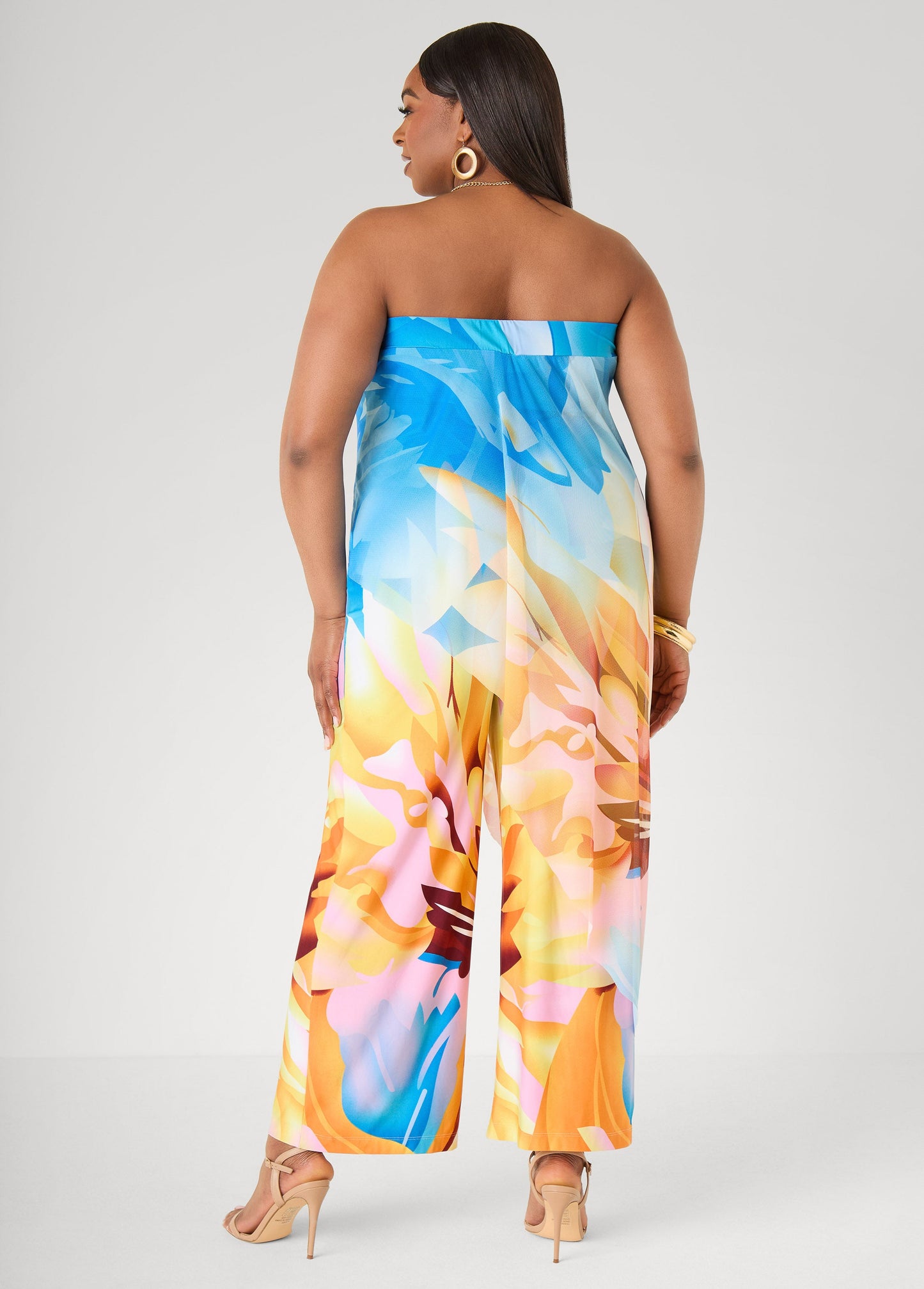 Ashley Stewart Layered Floral Print Jumpsuit Multi