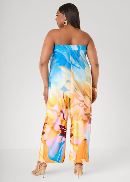 Ashley Stewart Layered Floral Print Jumpsuit Multi
