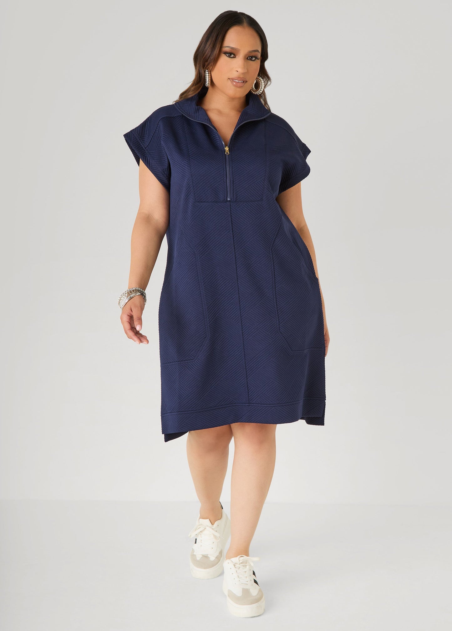 Ashley Stewart Athletic Knit Sneaker Dress White