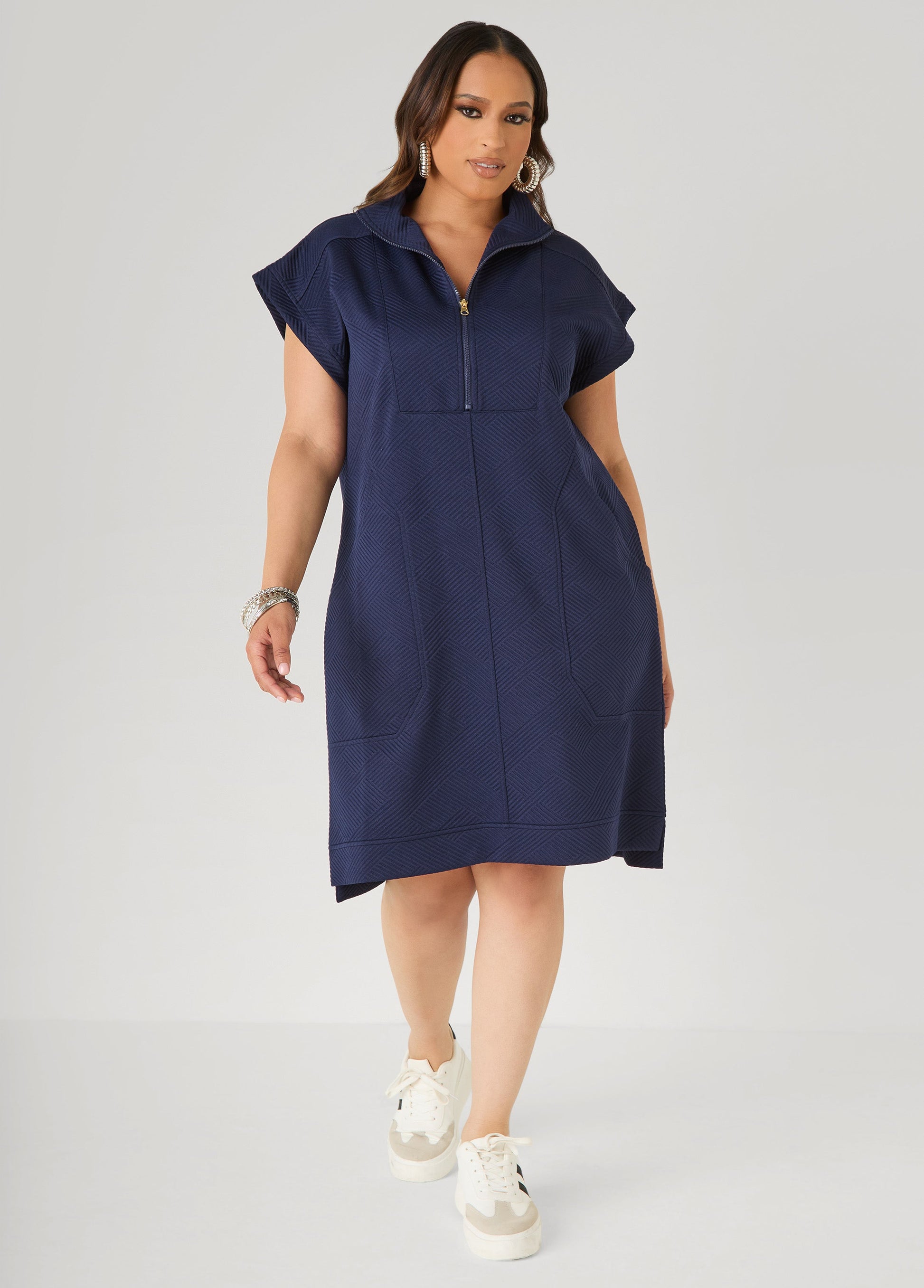 Ashley Stewart Athletic Knit Sneaker Dress White