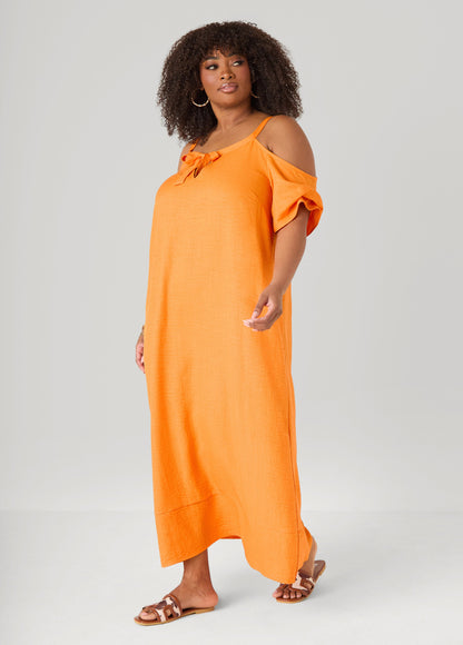 Ashley Stewart Cold Shoulder Maxi Dress Victoria Blue