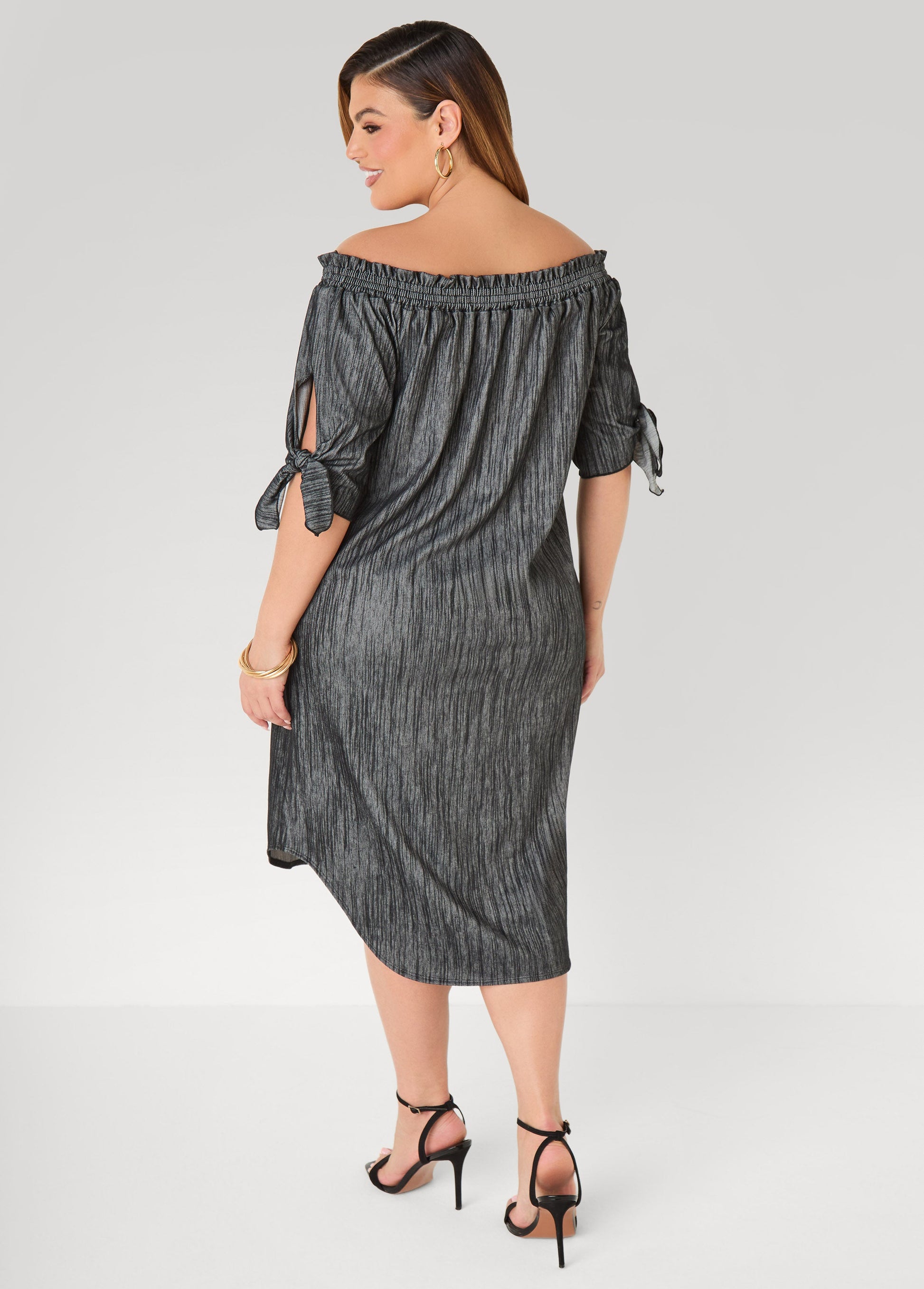 Ashley Stewart Off The Shoulder Denim Dress Denim
