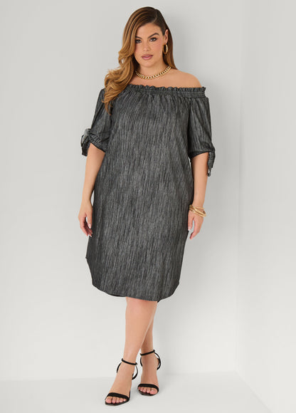 Ashley Stewart Off The Shoulder Denim Dress Denim