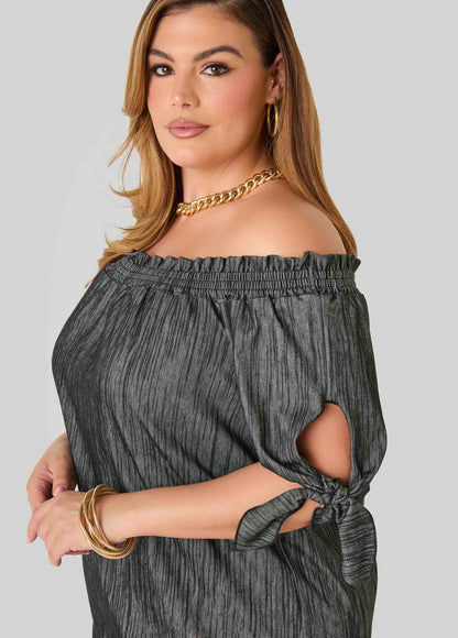 Ashley Stewart Off The Shoulder Denim Dress Denim