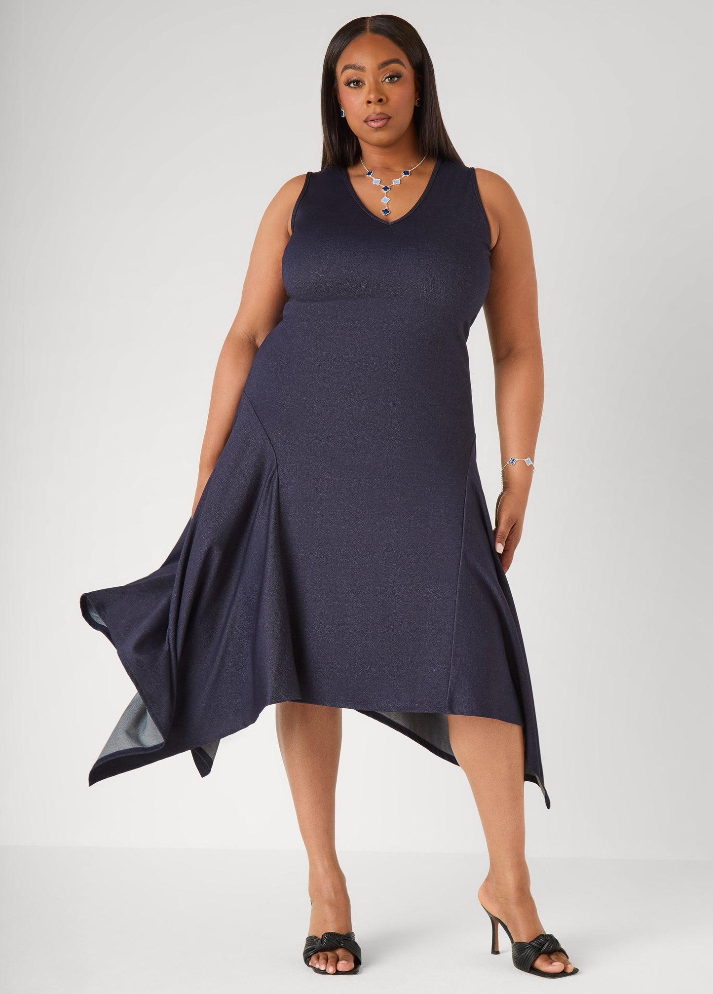 Ashley Stewart Denim Handkerchief Dress Denim