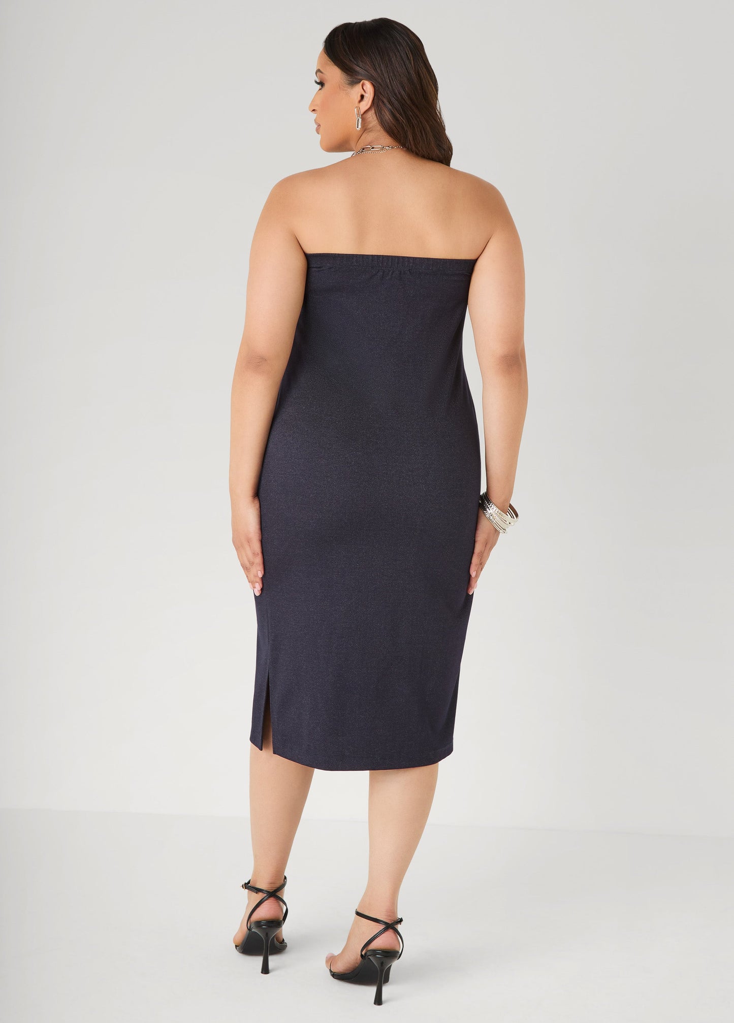 Ashley Stewart Denim Midi Tube Dress Denim