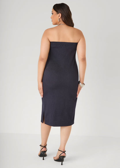Ashley Stewart Denim Midi Tube Dress Denim
