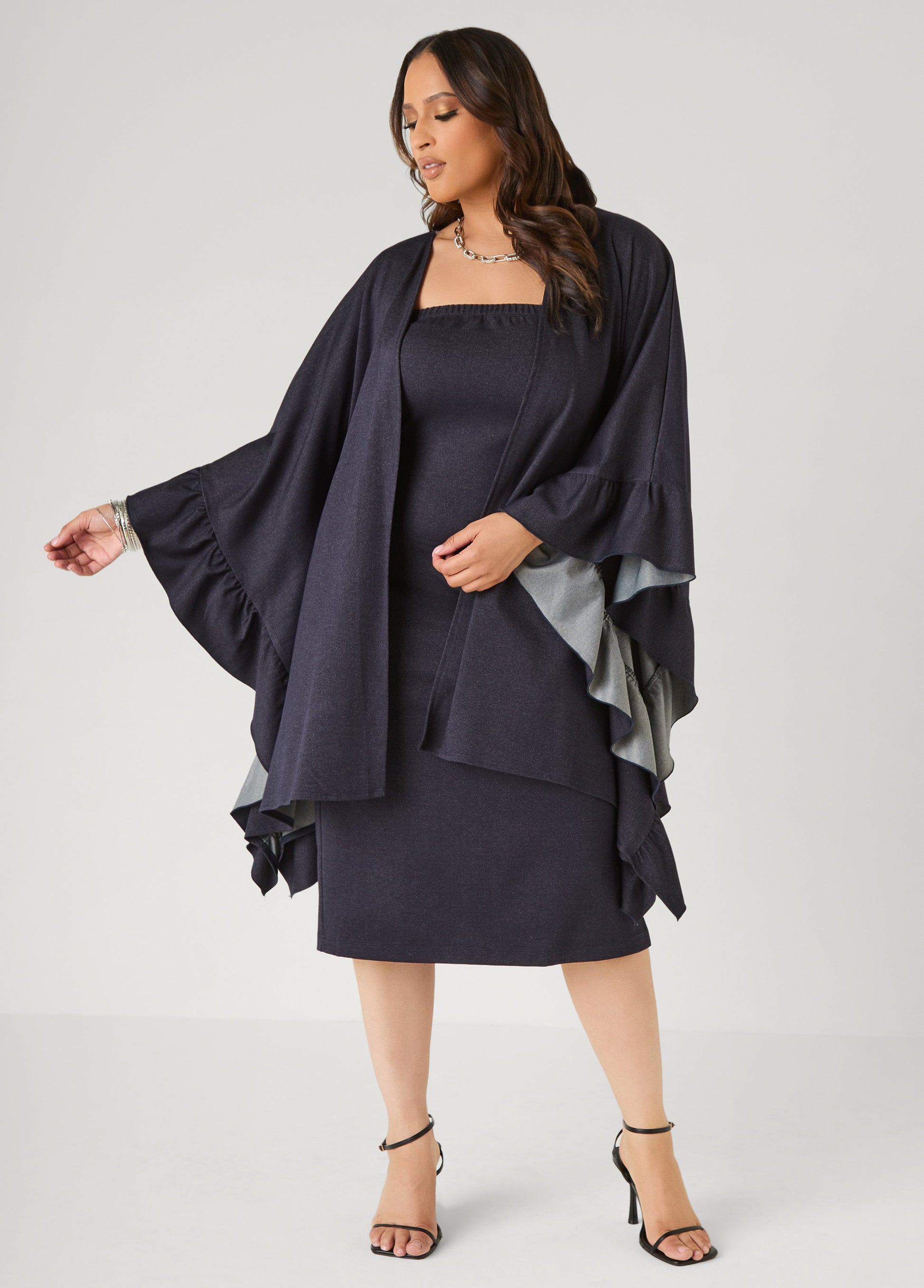 Ashley Stewart Denim Midi Tube Dress Denim