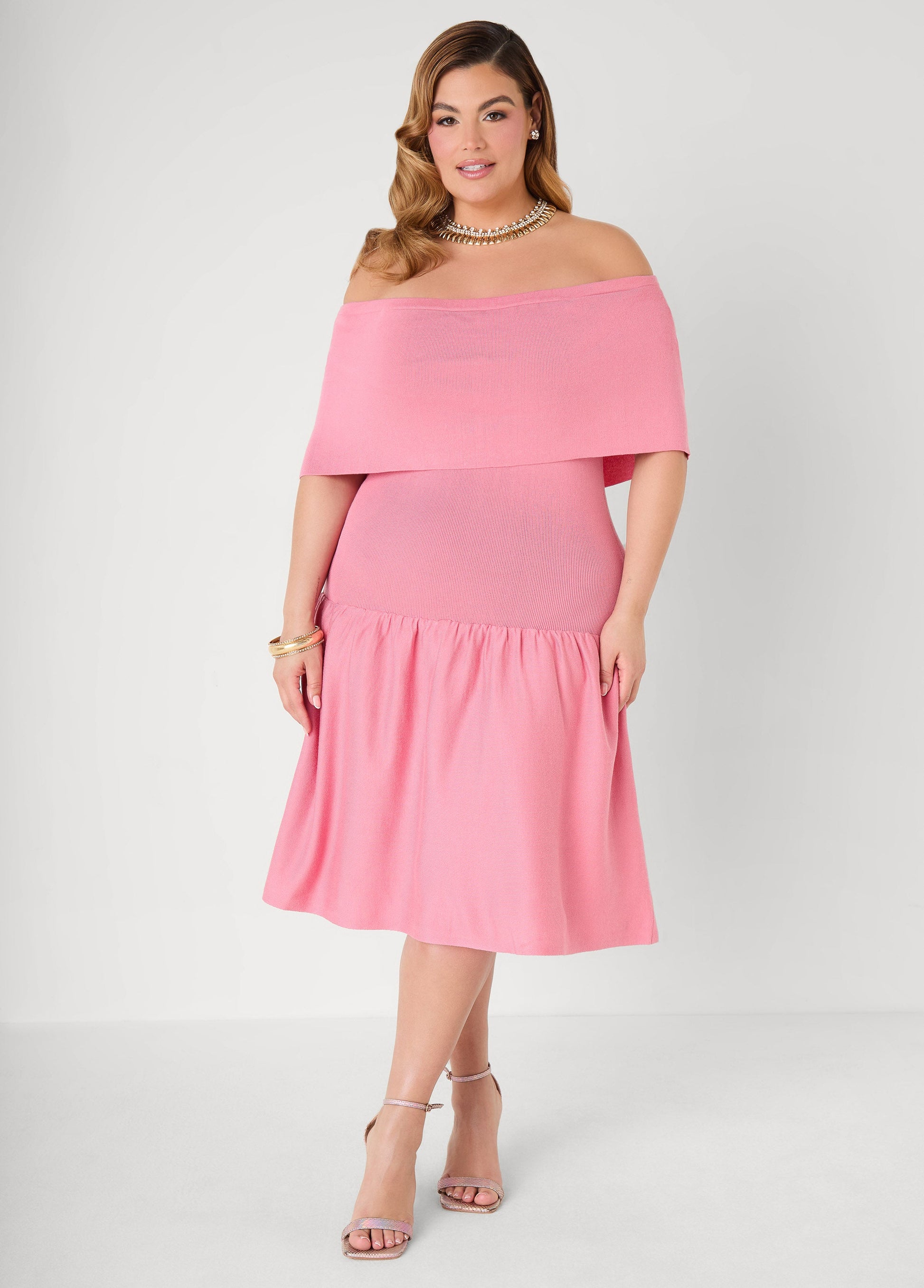 Ashley Stewart Off The Shoulder Sweater Dress Confetti