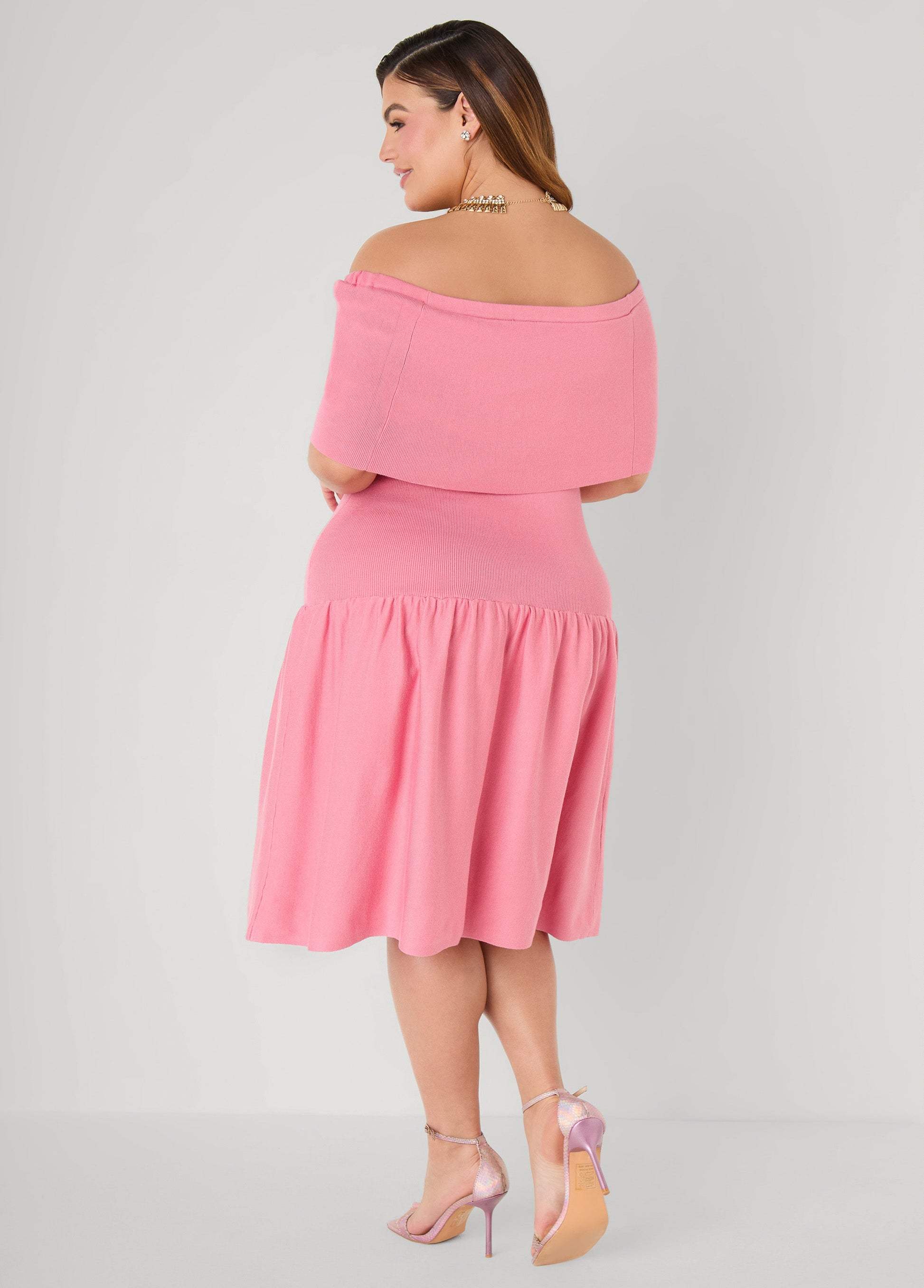 Ashley Stewart Off The Shoulder Sweater Dress Confetti