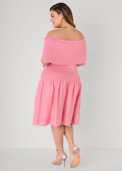 Ashley Stewart Off The Shoulder Sweater Dress Confetti