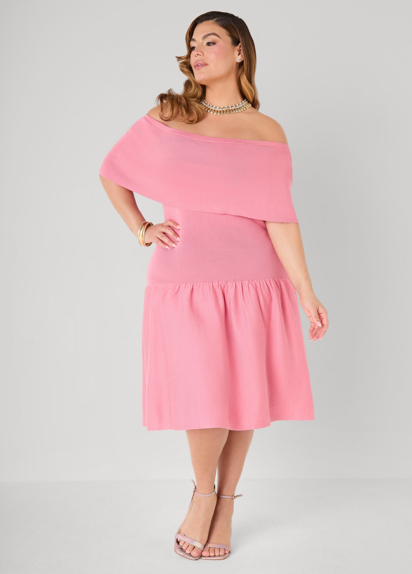 Ashley Stewart Off The Shoulder Sweater Dress Confetti