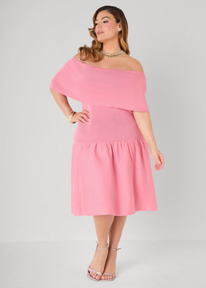Ashley Stewart Off The Shoulder Sweater Dress Confetti
