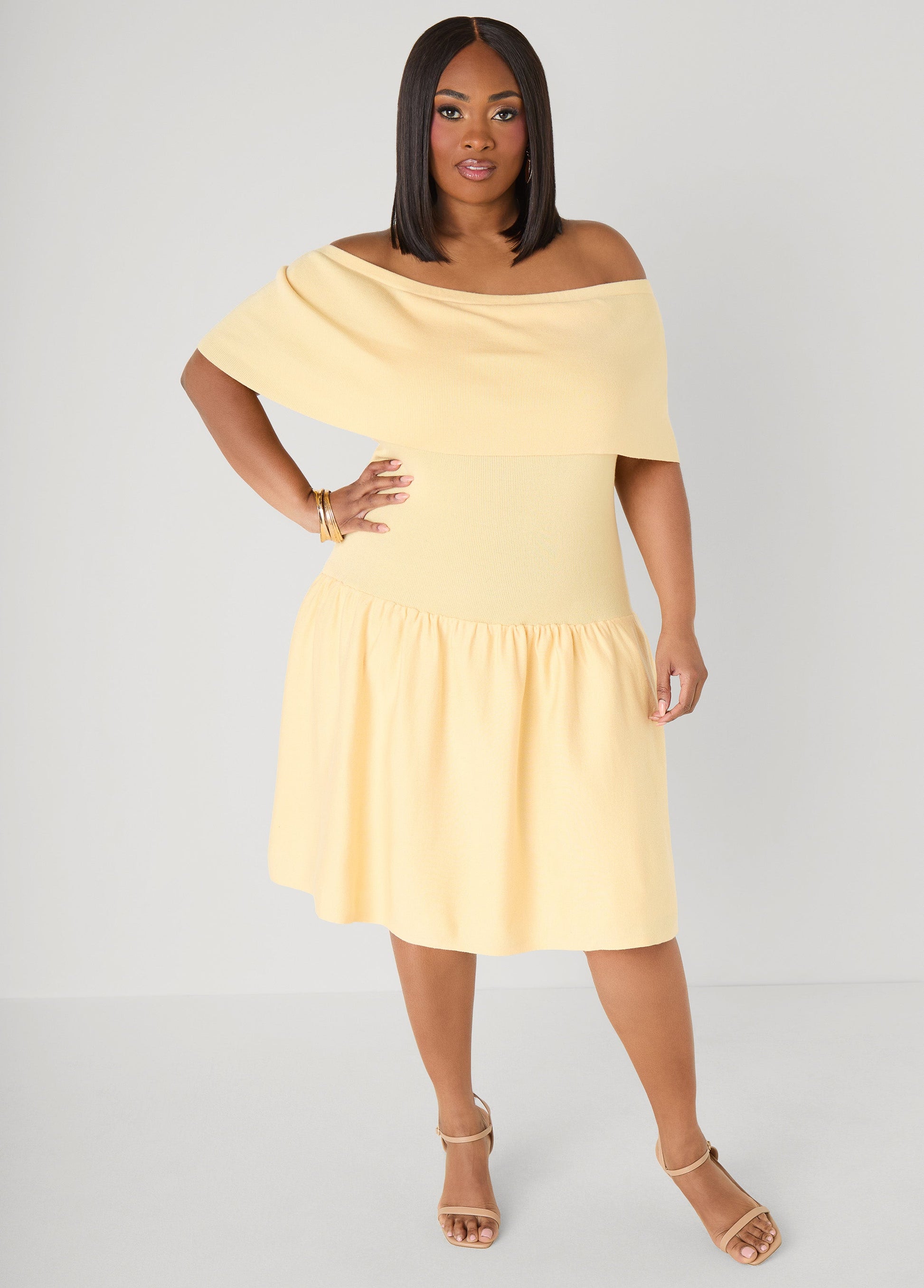 Ashley Stewart Off The Shoulder Sweater Dress Confetti