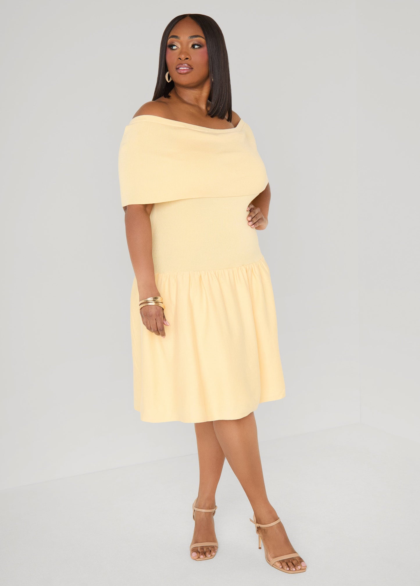 Ashley Stewart Off The Shoulder Sweater Dress Confetti