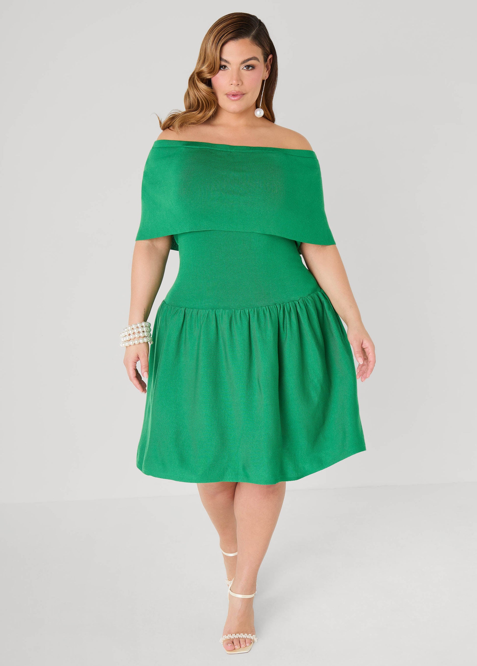 Ashley Stewart Off The Shoulder Sweater Dress Confetti