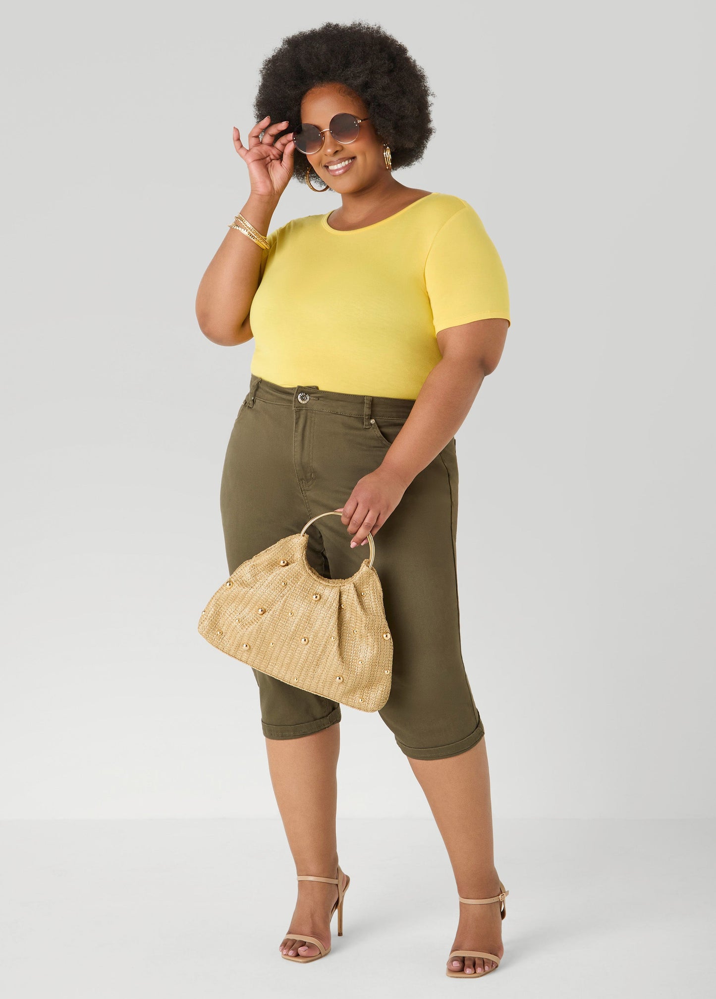 Ashley Stewart The Basic Jersey Crewneck Tee Calypso Coral