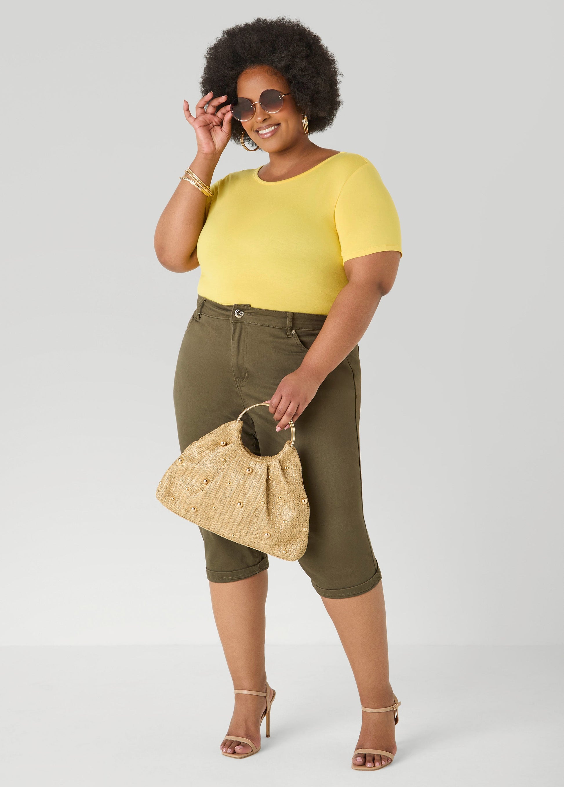 Ashley Stewart The Basic Jersey Crewneck Tee Calypso Coral