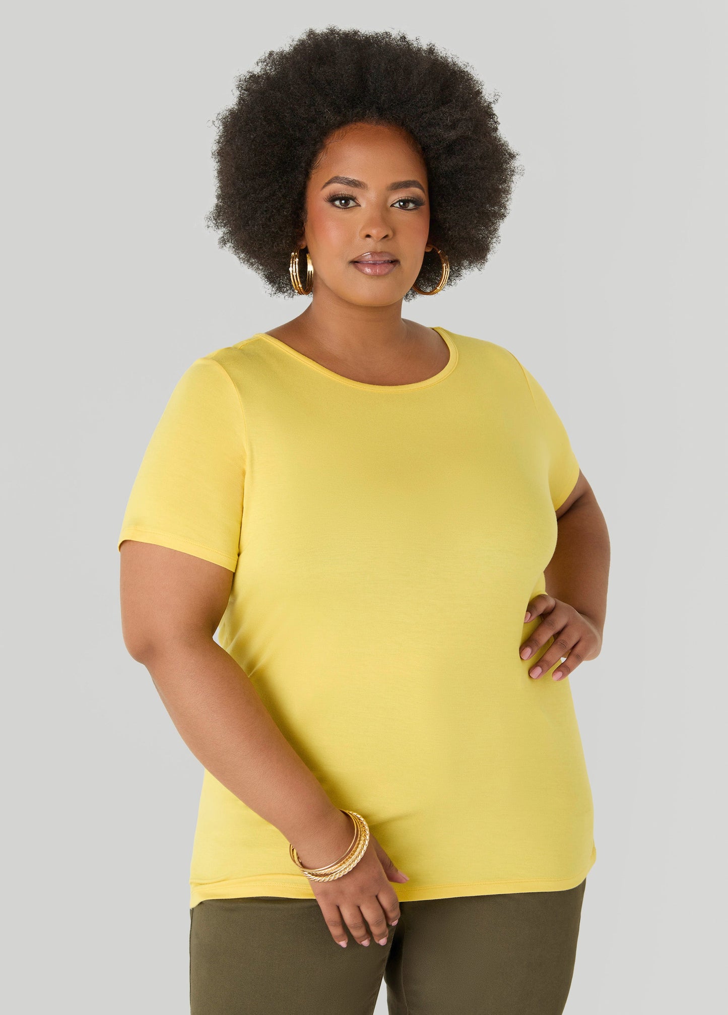 Ashley Stewart The Basic Jersey Crewneck Tee Calypso Coral