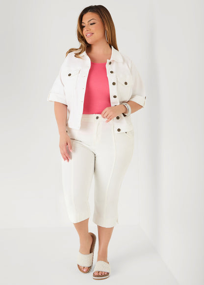 Ashley Stewart The Basic Jersey Crewneck Tee Calypso Coral