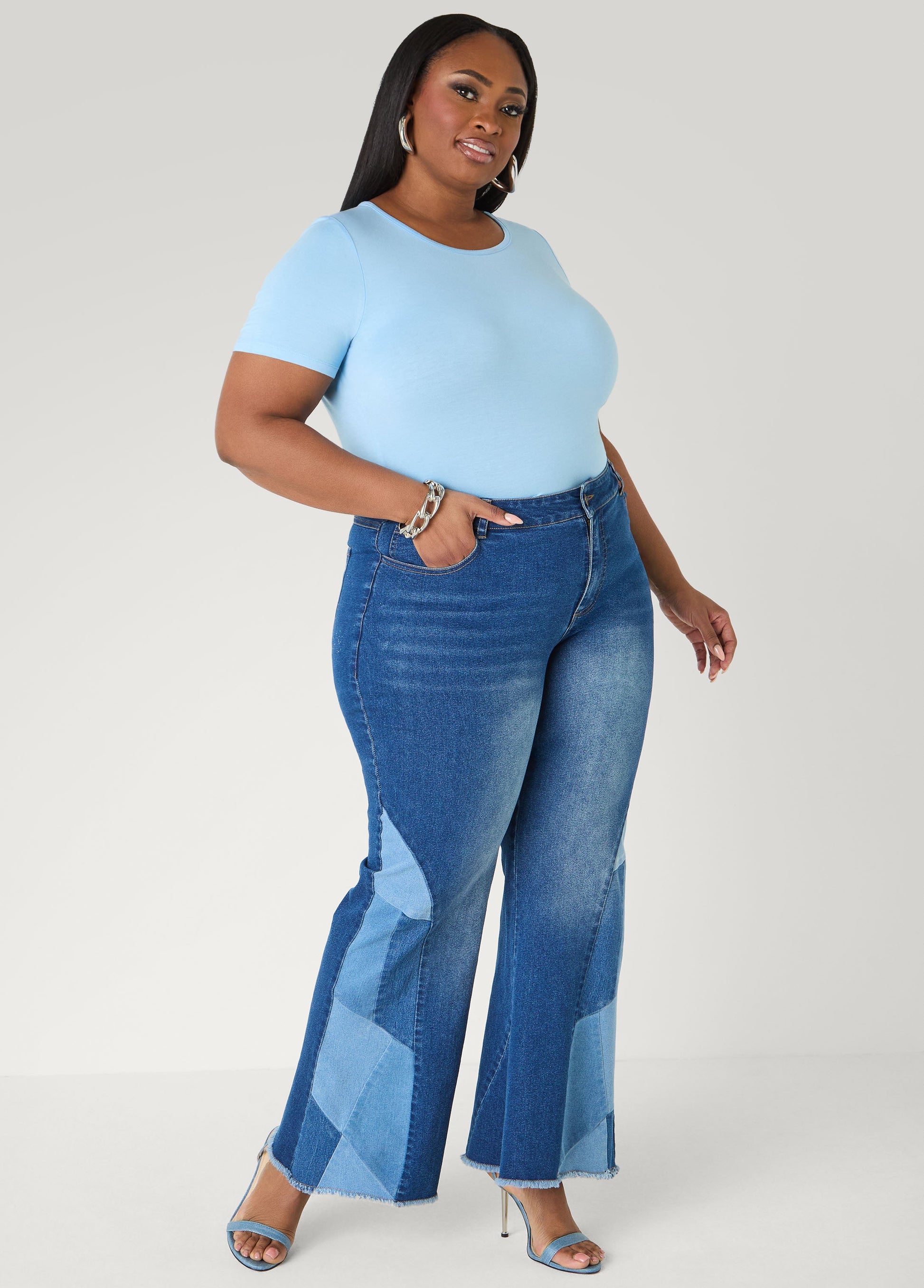 Ashley Stewart Basic Crewneck Jersey Tee Victoria Blue
