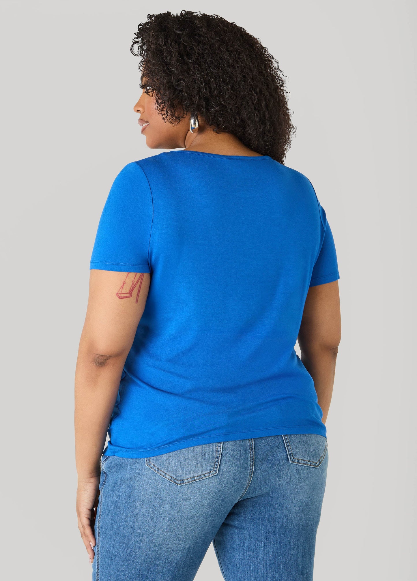 Ashley Stewart Basic Crewneck Jersey Tee Victoria Blue