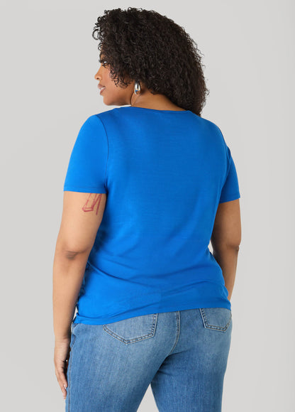 Ashley Stewart Basic Crewneck Jersey Tee Victoria Blue