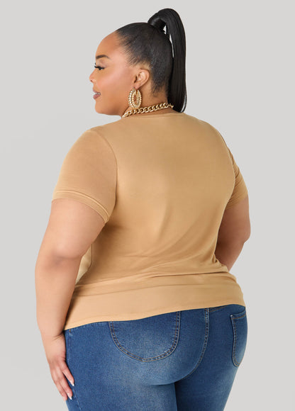 Ashley Stewart Basic Crewneck Jersey Tee Victoria Blue